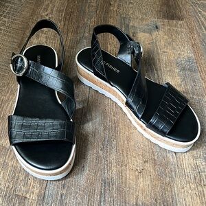 Marc Fisher Black Platform Sandal